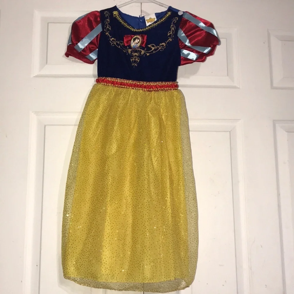 Girl’s Disney Classics Princess Snow White Dress Costume Gold/Blue Velvet